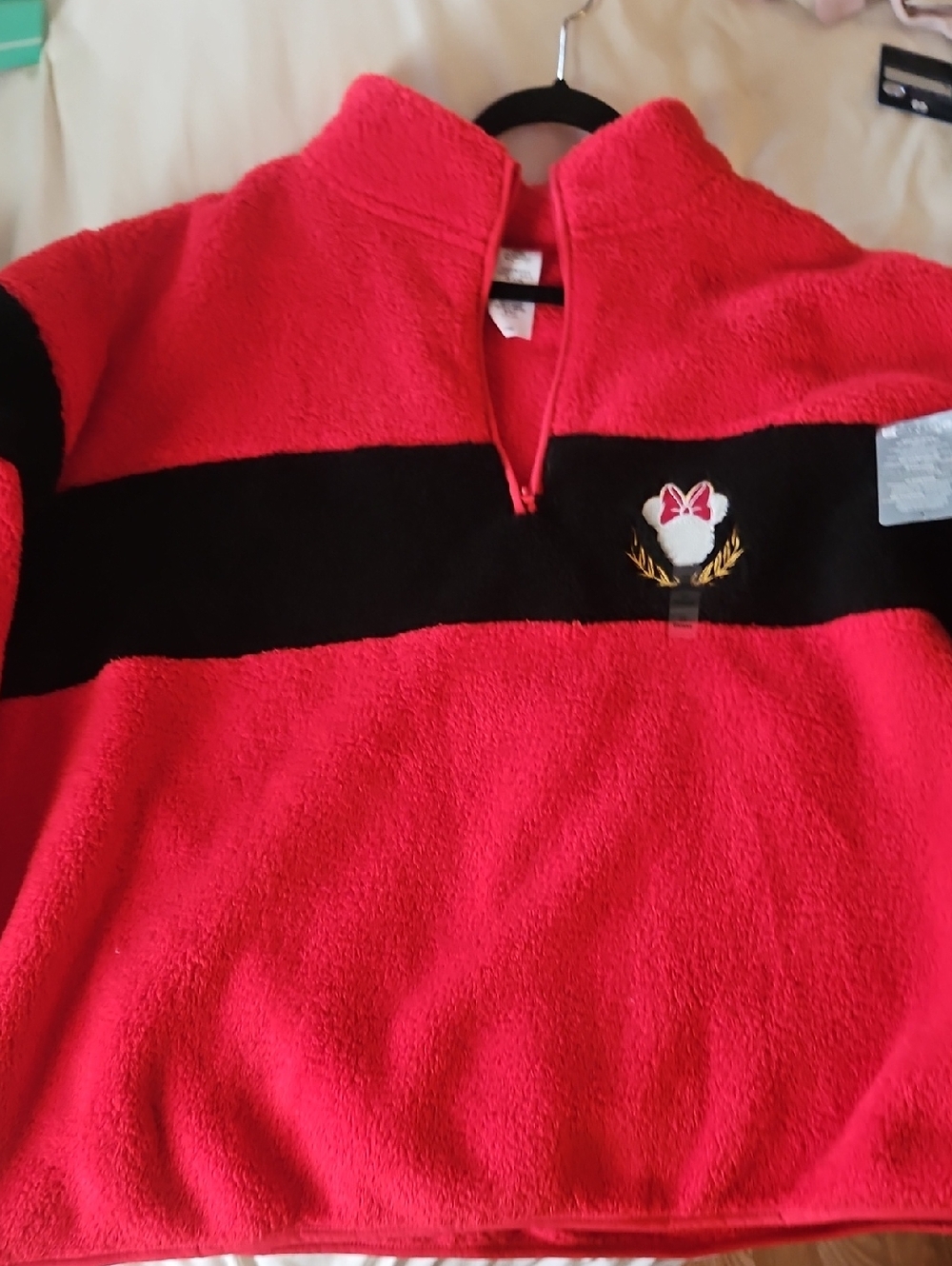 Disney Red and Black Fleece Pullover with Embroidered Minnie Accent